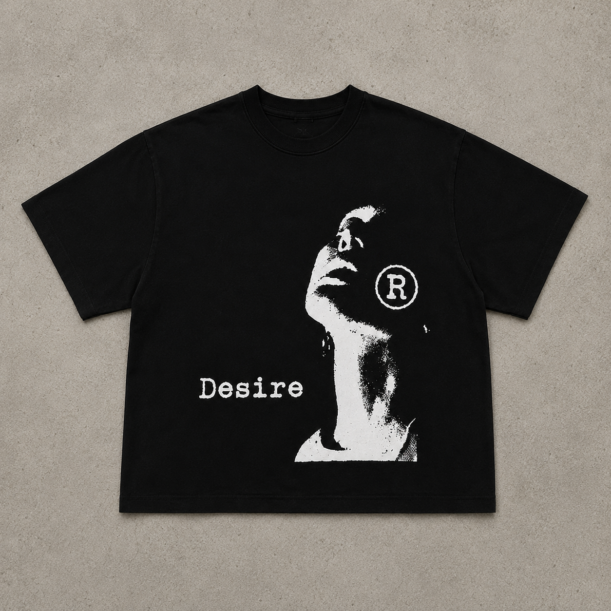 Camiseta Oversize Vintage Desire Negra con Estampado Gráfico Unisex | Streetwear